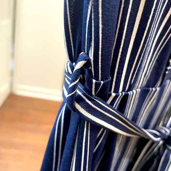 Navy Blue Striped Jumpsuit - Picture 6 of 8